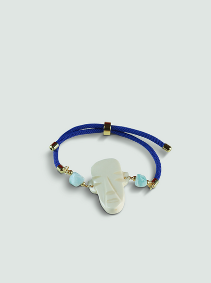 Pulseritas coloridas con hueso y larimar