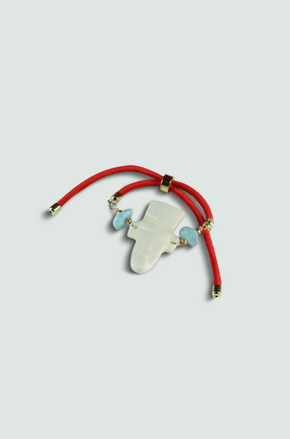 Pulseritas coloridas con hueso y larimar